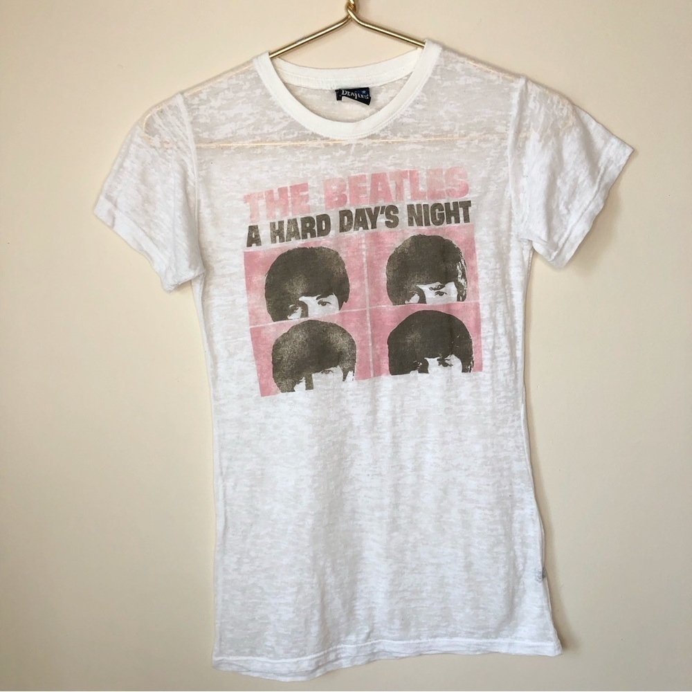The Beatles Junk Food White Burnout T-Shirt L
